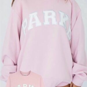 Pink Sweatshirt with White Lettering